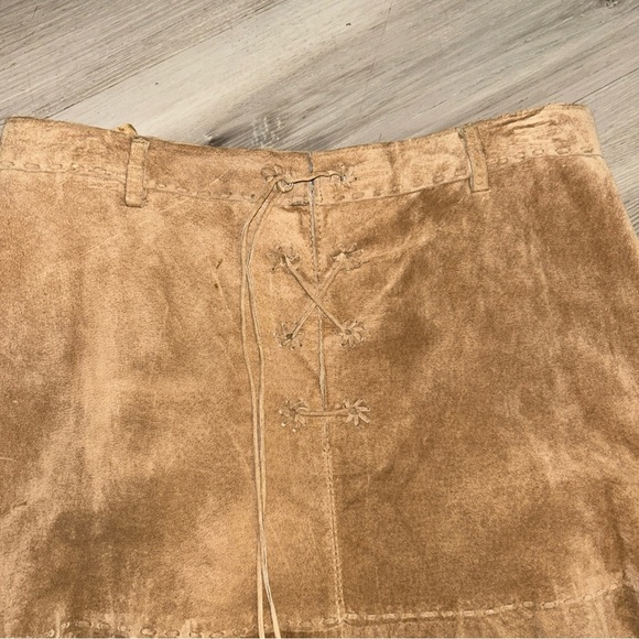 Elegant suede tie Tan boho Maxi Skirt - Picture 4 of 5